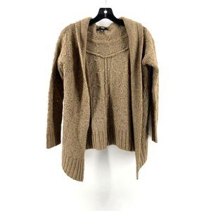 Mossimo Women's Brown Wool Blend Drape Front Open Cardigan Knit Sweater Size XS